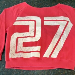 Vinyl Icons Red Sweatshirt off the shoulder with White Number 27